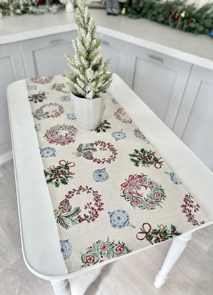 Christmas tapestry table runner  45x140 cm. (17x55 in) with gold lurex
