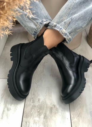 Black leather Chelsea boots3 photo