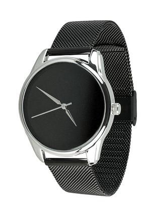 Ziz clock minimalism black on a metal bracelet (black)1 photo