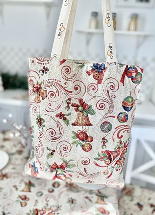 Christmas tapestry time shopping bag. Winter ornaments shoulder bag.5 photo