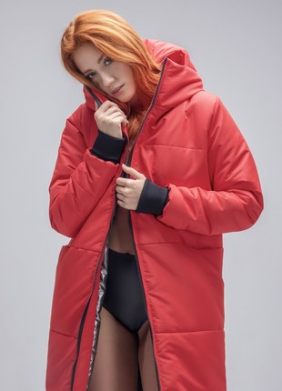 long down jacket Winter guard red3 photo