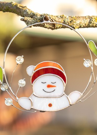 Snowman stained glass window hangings3 photo