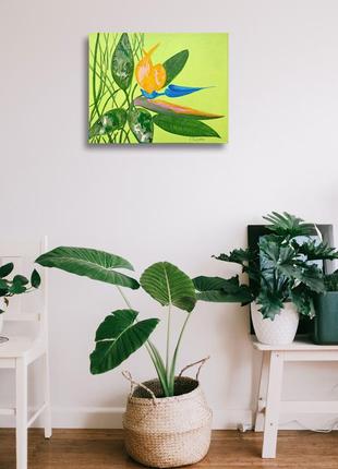 Strelitzia reginae plant painting plant painting abstract brush strokes on canvas4 photo