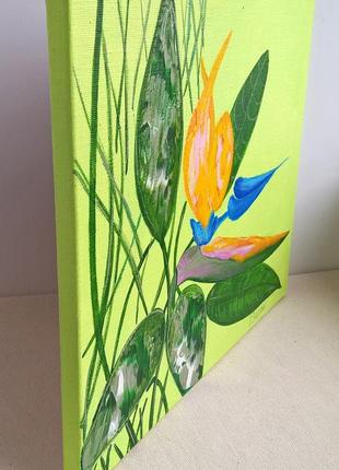 Strelitzia reginae plant painting plant painting abstract brush strokes on canvas3 photo
