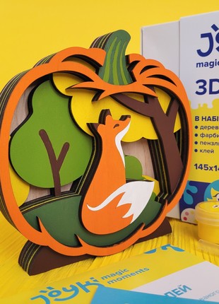 Joyki 3d wooden coloring book creativity kit «Pumpkin with fox»4 photo