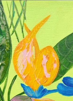 Strelitzia reginae plant painting plant painting abstract brush strokes on canvas8 photo