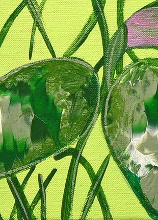 Strelitzia reginae plant painting plant painting abstract brush strokes on canvas9 photo