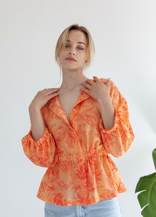 Orange blouse with floral print4 photo