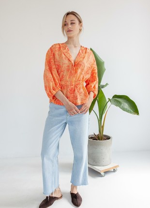 Orange blouse with floral print3 photo