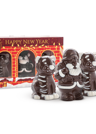 New Year's set of sweet figures "Santa Claus and cats" - 180g (4 pack)
