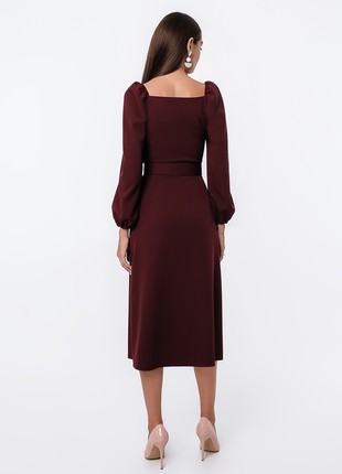 DRESS WITH SLIT BURGUNDY2 photo