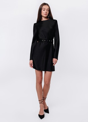 BLACK MINI SATIN DRESS5 photo