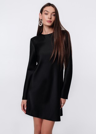 BLACK MINI SATIN DRESS4 photo
