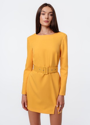 MINI DRESS WITH OPEN BACK WITH BELT YELLOW3 photo