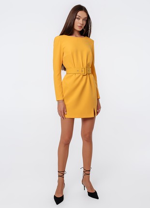 MINI DRESS WITH OPEN BACK WITH BELT YELLOW5 photo