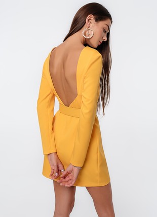 MINI DRESS WITH OPEN BACK WITH BELT YELLOW2 photo