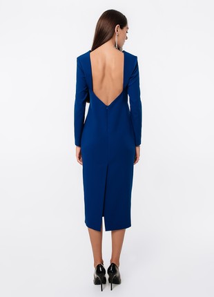 MIDI DRESS WITH OPEN BACK WITH BELT BLUE4 photo