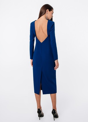 MIDI DRESS WITH OPEN BACK WITH BELT BLUE5 photo