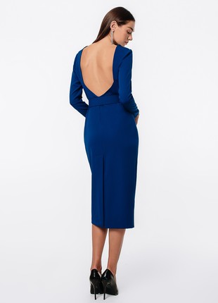MIDI DRESS WITH OPEN BACK WITH BELT BLUE2 photo