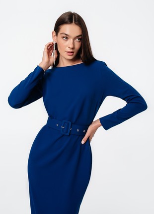 MIDI DRESS WITH OPEN BACK WITH BELT BLUE6 photo