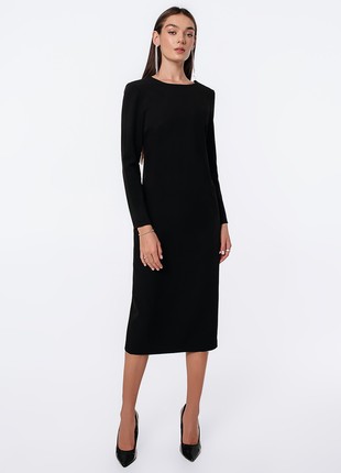 MIDI DRESS WITH OPEN BACK WITH BELT BLACK4 photo