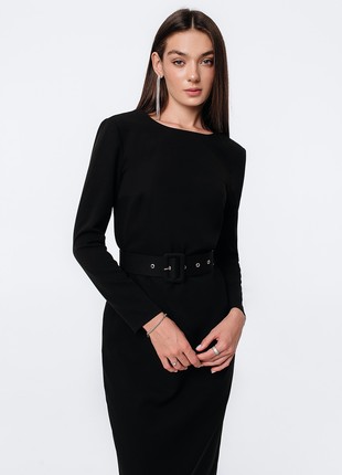 MIDI DRESS WITH OPEN BACK WITH BELT BLACK5 photo