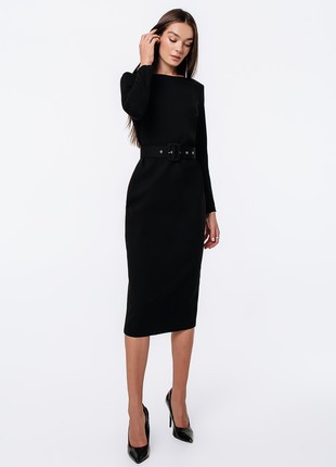 MIDI DRESS WITH OPEN BACK WITH BELT BLACK3 photo