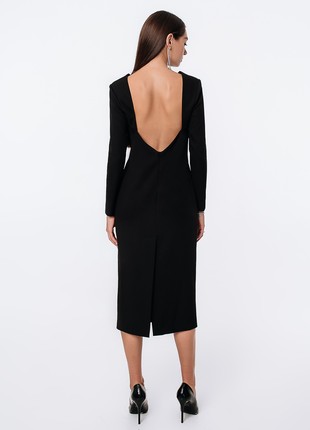 MIDI DRESS WITH OPEN BACK WITH BELT BLACK2 photo