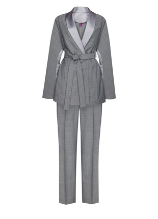 Grey suit with silk stripes3 photo
