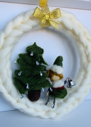 New Year's wreath on the door of the house, Christmas toy elf, Christmas tree decoration5 photo