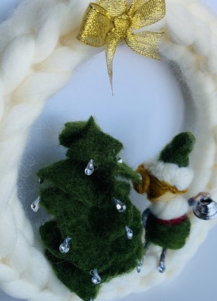 New Year's wreath on the door of the house, Christmas toy elf, Christmas tree decoration6 photo