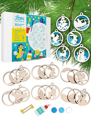 Joyki 3d wooden coloring book creativity kit «Christmas tree toys 1»
