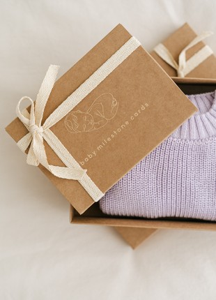 New Baby Gift Box: baby sweater, baby milestones and toy5 photo