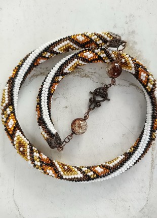 Necklace and bracelet handmade from Czech Preciosa beads1 photo