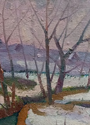 Oil painting Winter landscape Peter Tovpev nDobr2533 photo