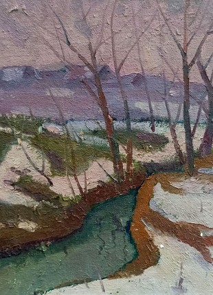 Oil painting Winter landscape Peter Tovpev nDobr2532 photo