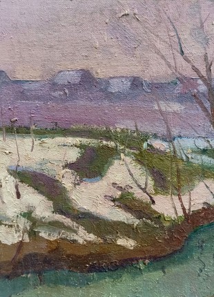 Oil painting Winter landscape Peter Tovpev nDobr2534 photo