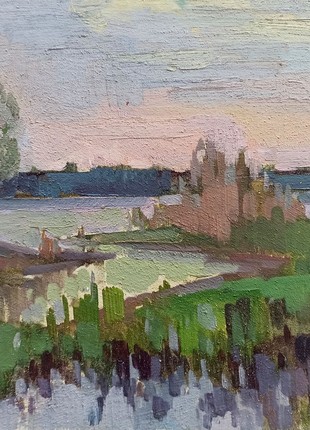 Oil painting Overlooking the river Peter Tovpev nDobr2761 photo