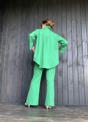 Green cotton pants4 photo