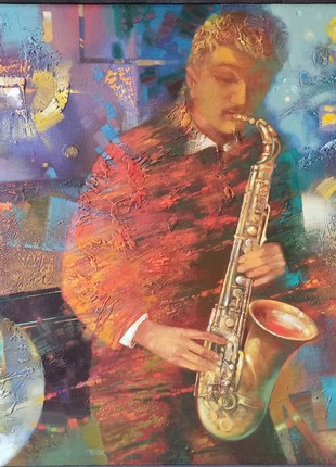 Abstract oil painting Night blues Anatoly Borisovich Tarabanov nTar1241 photo