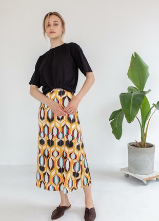 Yellow geometric print skirt6 photo