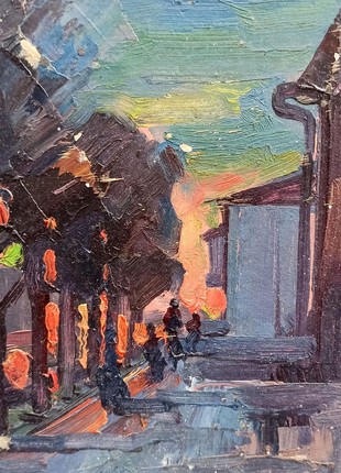 Oil painting Evening cityscape Peter Tovpev nDobr282