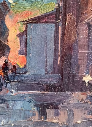 Oil painting Evening cityscape Peter Tovpev nDobr2823 photo