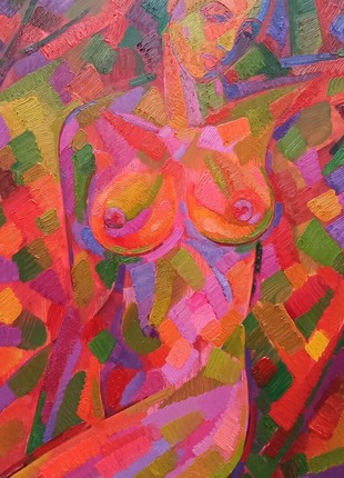 Abstract oil painting Portrait of a naked girl Peter Tovpev nDobr290