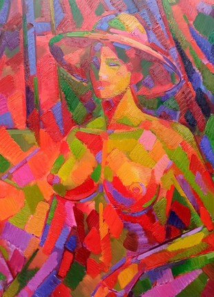 Abstract oil painting Portrait of a naked girl Peter Tovpev nDobr291