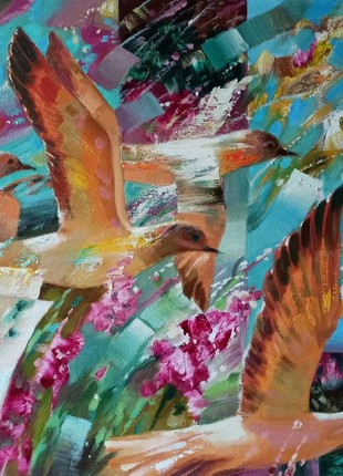 Abstract oil painting Birds Anatoly Borisovich Tarabanov nTar137