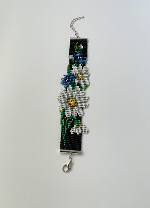 Beaded bracelets, Flower bracelet，Daisies , Ukrainian traditional jewelry3 photo