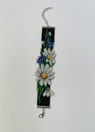 Beaded bracelets, Flower bracelet，Daisies , Ukrainian traditional jewelry6 photo