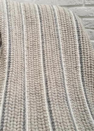 Crochet chunky braided throw blanket gray white merino wool knit blanket9 photo