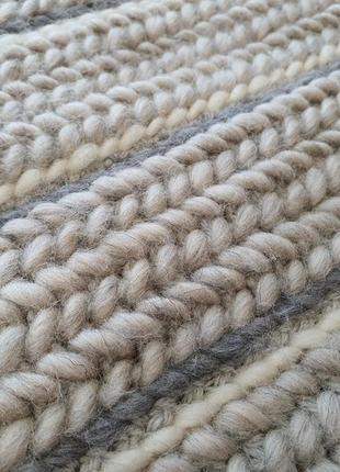 Crochet chunky braided throw blanket gray white merino wool knit blanket10 photo